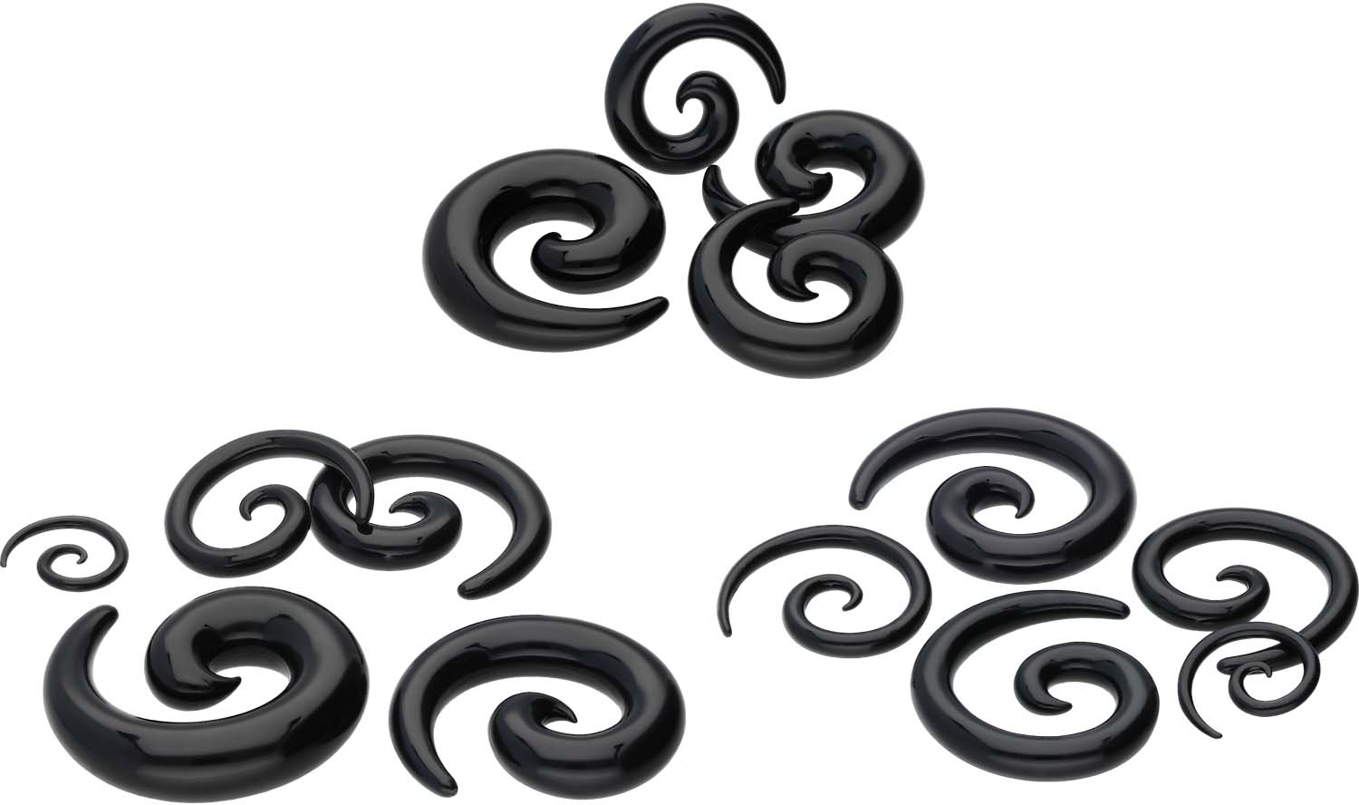 1 SET Nero Triangolo Acrilico Spirale Lumaca Tapers Tappi Tunnel Orecchio Barella Expander Gauges Stretching Swirl Orecchie Tunnel Kit Twist Plug Body Piercing Gioielli Donne 1.6 2 2.5 3 4 5 6 8 10 - Foto 9